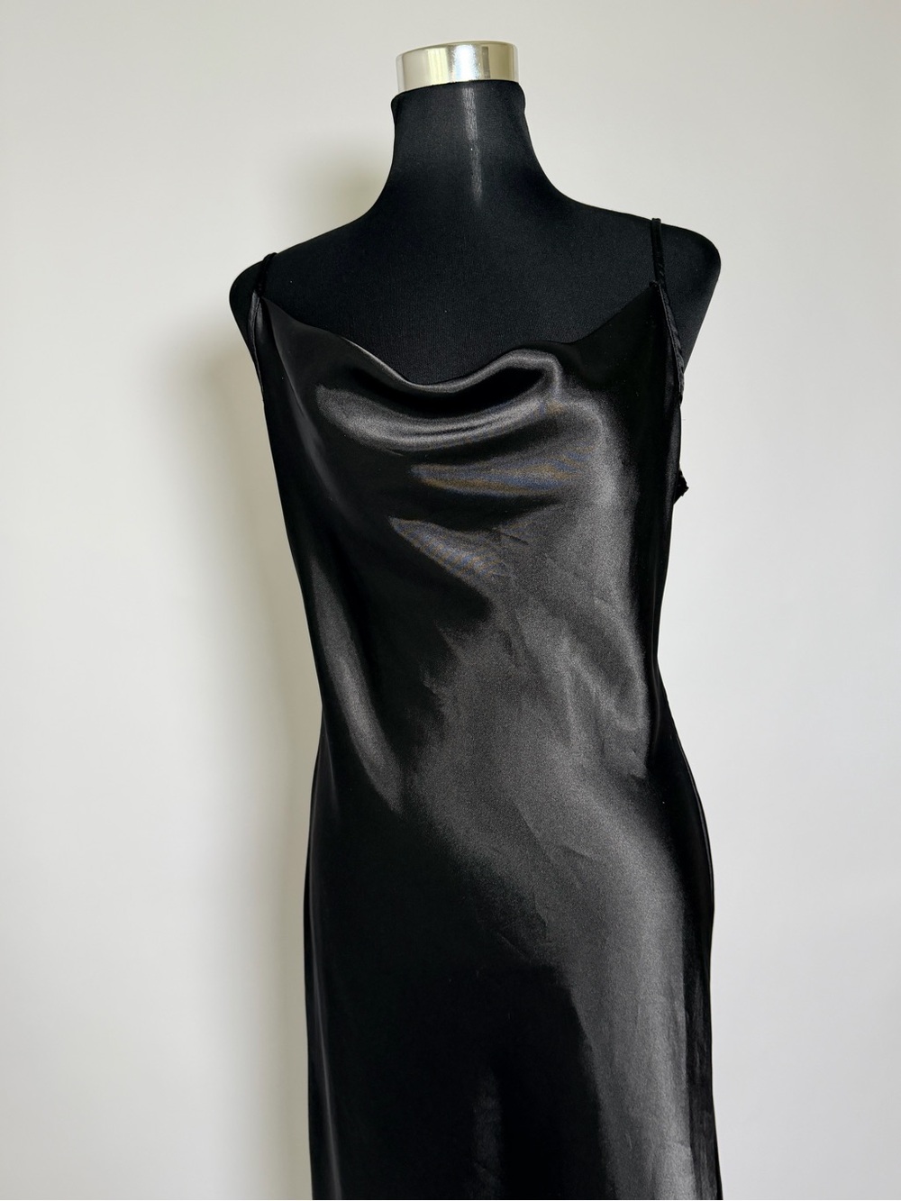 Jump Black Satin Cowl Slip Mini Dress